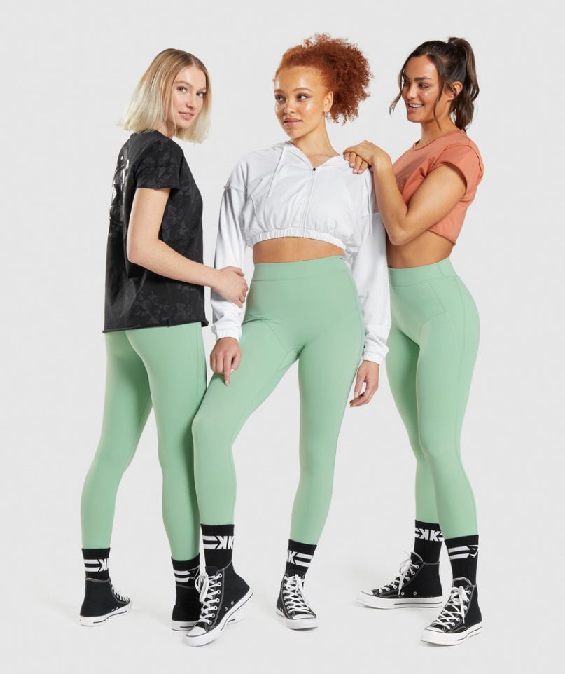 Women\'s Gymshark KK Fit 7/8 Leggings Light Green | CA 78630A